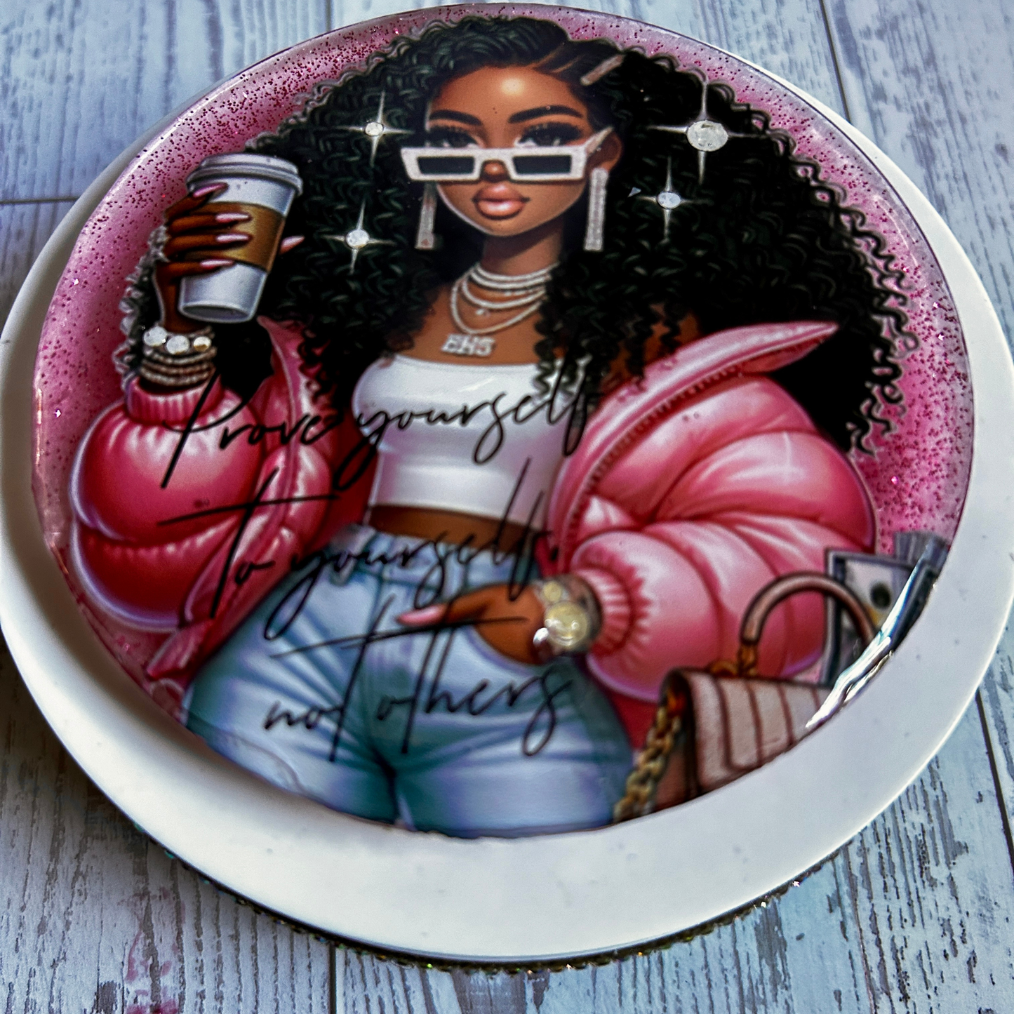 Prove Yourself to Yourself Resin Gloss Round Magnet | Black Girl Affirmation Gift