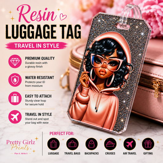 Resin Glam Luggage Tag – Glitter Travel Tag for Suitcases, Backpacks & Carry-Ons