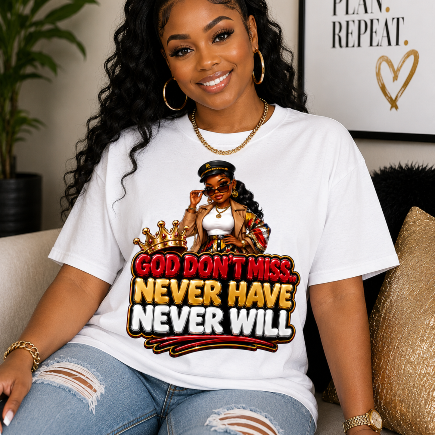 God Don't Miss, Never Have, Never Will – Sublimation PNG