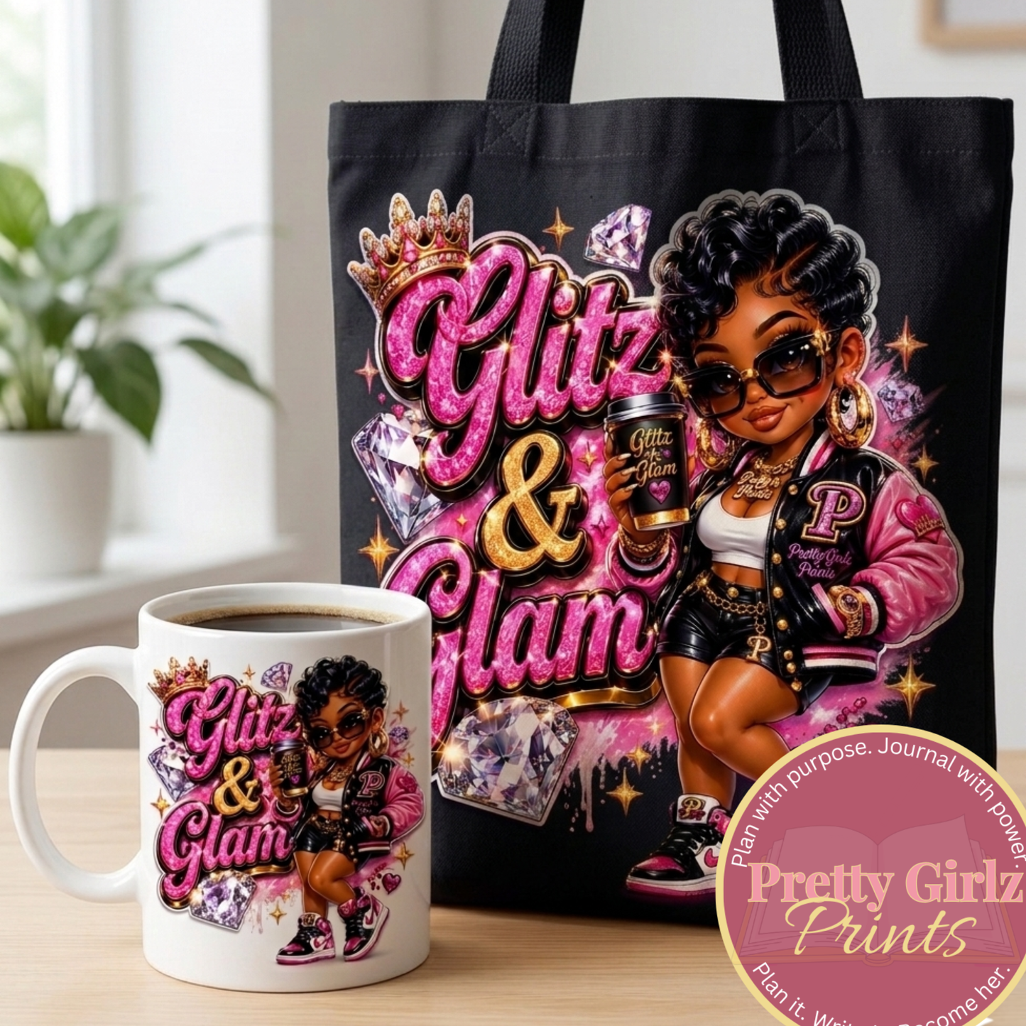 Glitz & Glam PNG Graphic Design | Fashion Girl Sublimation Design | Digital Download | Pretty Girlz Prints