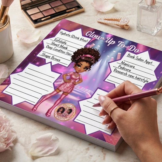 Glow Up Desk Pad | Pretty Girl Self-Care Planner Notepad