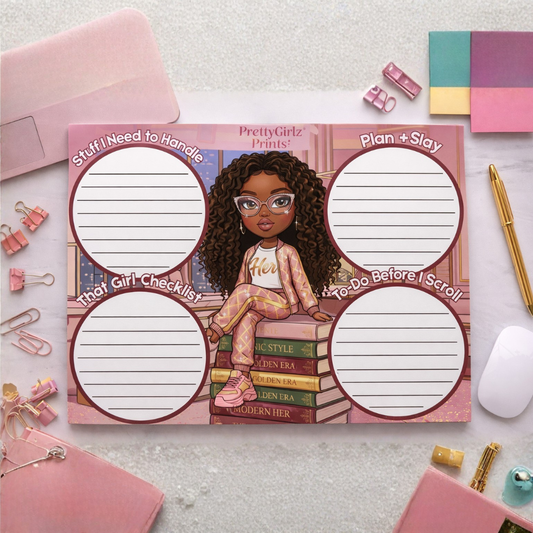 Pink & Brown Girl Boss Desk Pad for Daily Planning