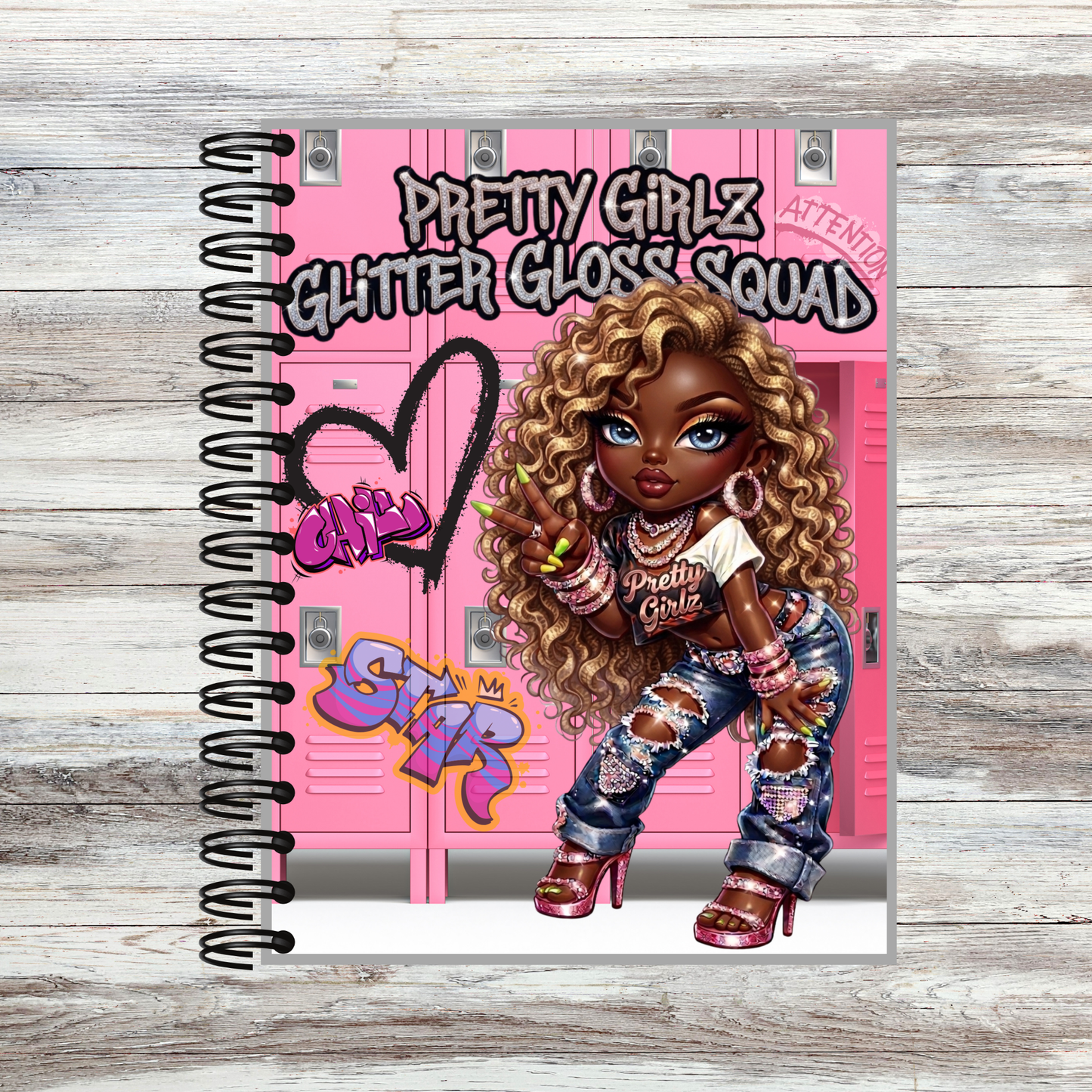 Pretty Girlz Glitter Gloss Squad Notebook | Cute Pink Y2K | Teen Glam School Notebook