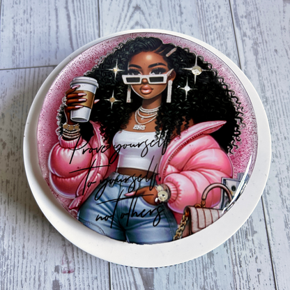 Prove Yourself to Yourself Resin Gloss Round Magnet | Black Girl Affirmation Gift