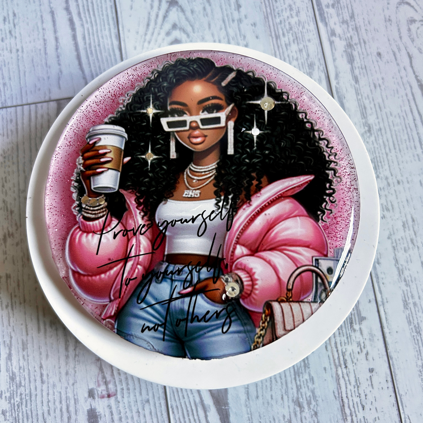 Prove Yourself to Yourself Resin Gloss Round Magnet | Black Girl Affirmation Gift