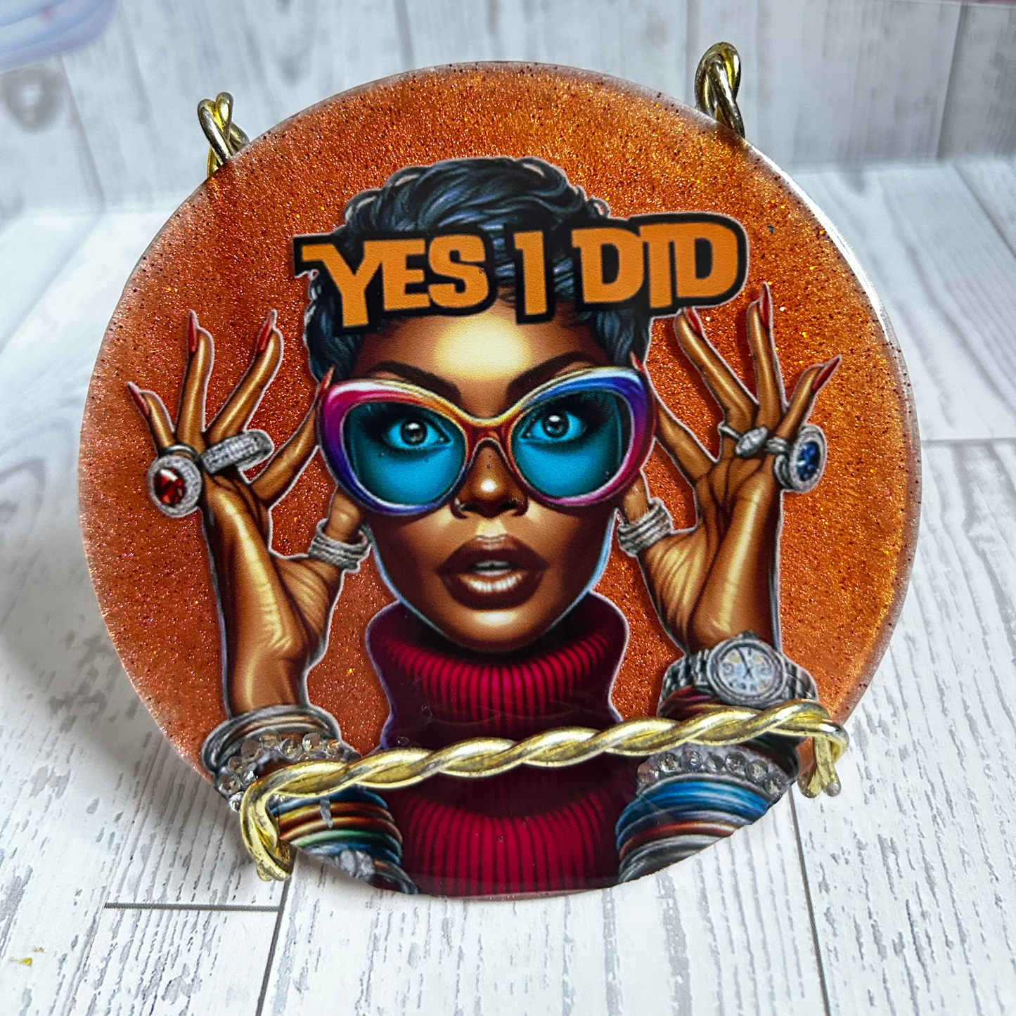 Yes I Did Resin Gloss Round Magnet | Bold Black Woman Affirmation Gift