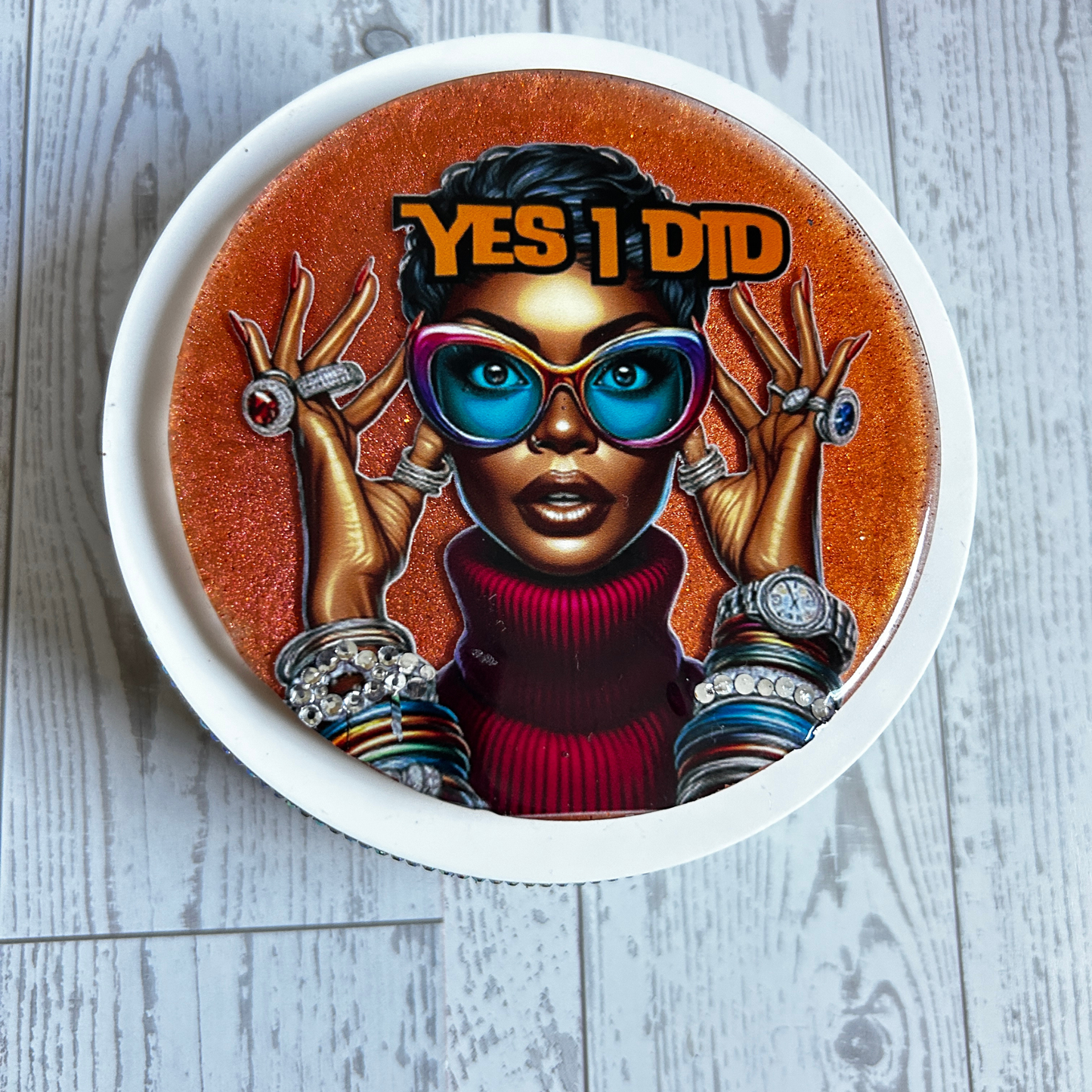 Yes I Did Resin Gloss Round Magnet | Bold Black Woman Affirmation Gift