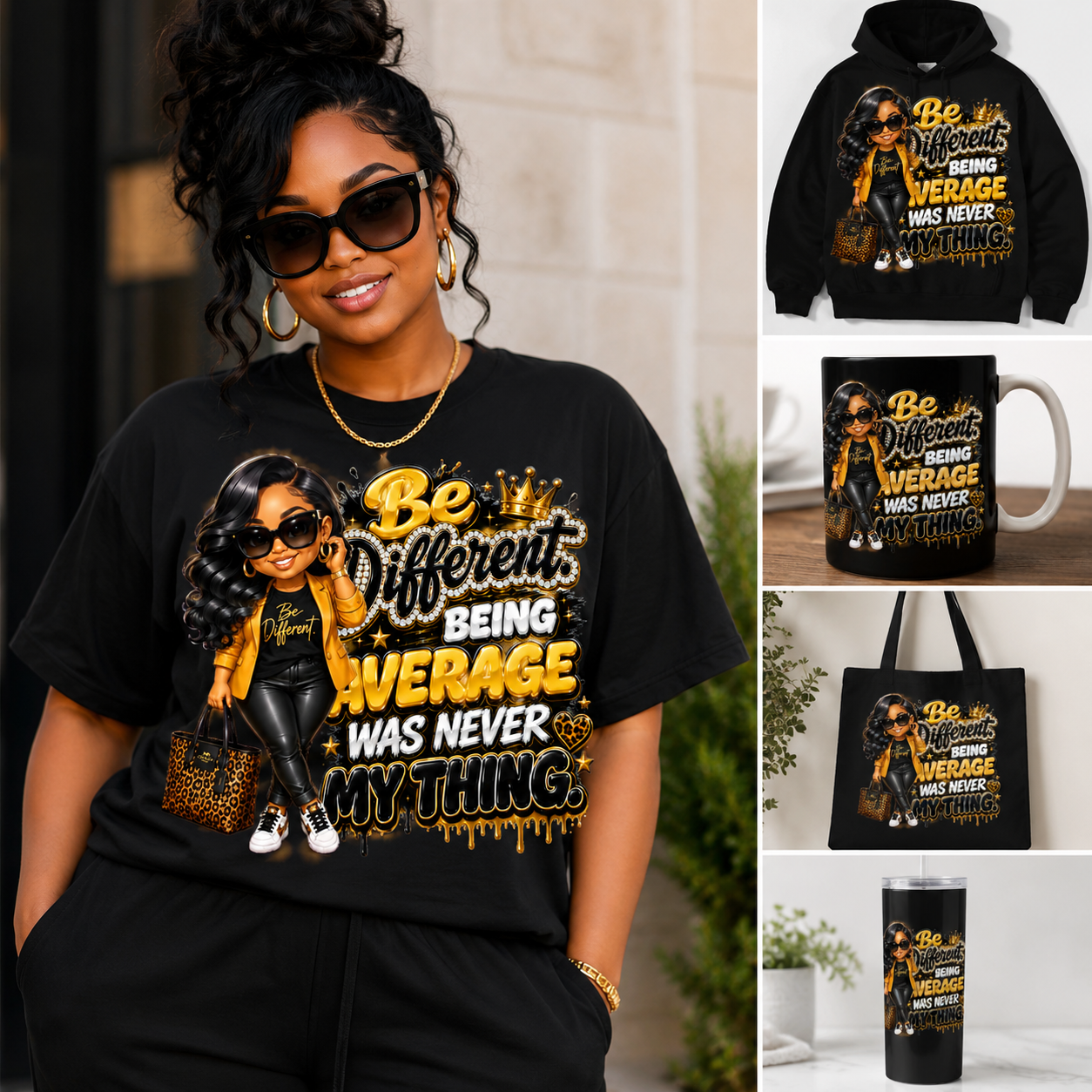 Be Different PNG | Black Girl Boss Babe Sublimation & DTF Design