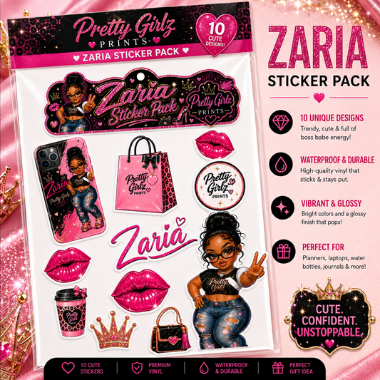 Zaria Sticker Pack – Pretty Girlz Prints Glam Vinyl Sticker Sheet