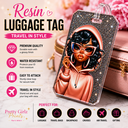 Resin Glam Luggage Tag – Glitter Travel Tag for Suitcases, Backpacks & Carry-Ons