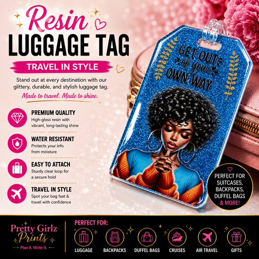Blue Glitter Resin Luggage Tag