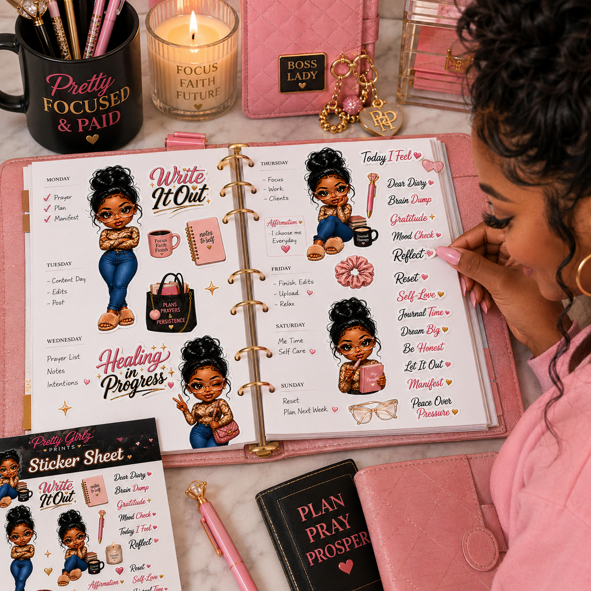 Cozy Girl Boss Black Girl Die-Cut Sticker