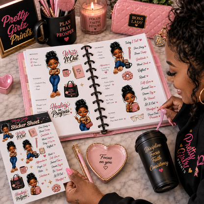 Cozy Girl Boss Black Girl Die-Cut Sticker