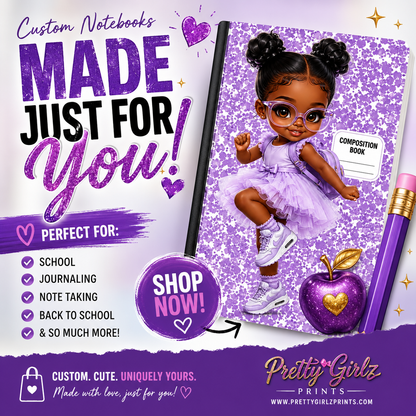 Personalized Composition Notebook & Spiral Notebook | Custom Pretty Girl Prints