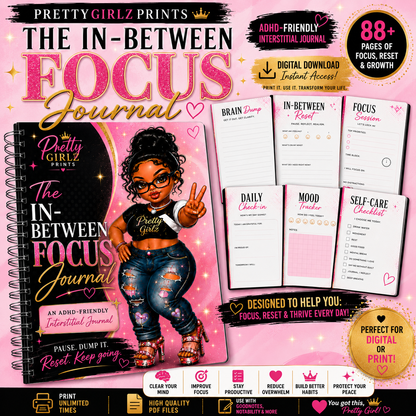 The In-Between Focus Journal | ADHD-Friendly Digital Journal | Printable Interstitial Productivity Planner | Instant Download