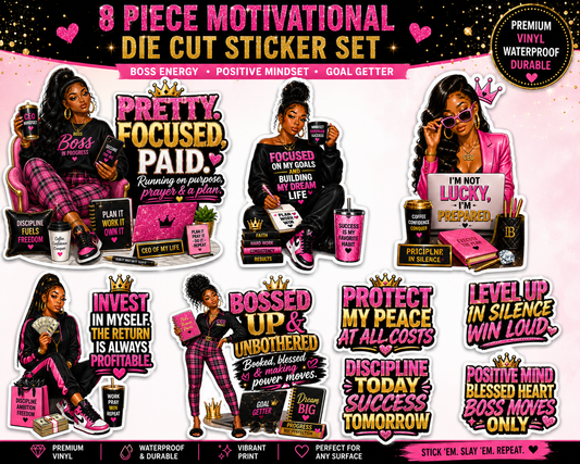 Boss Energy Motivational Die Cut Sticker Pack Bundle | Pretty Girlz Prints