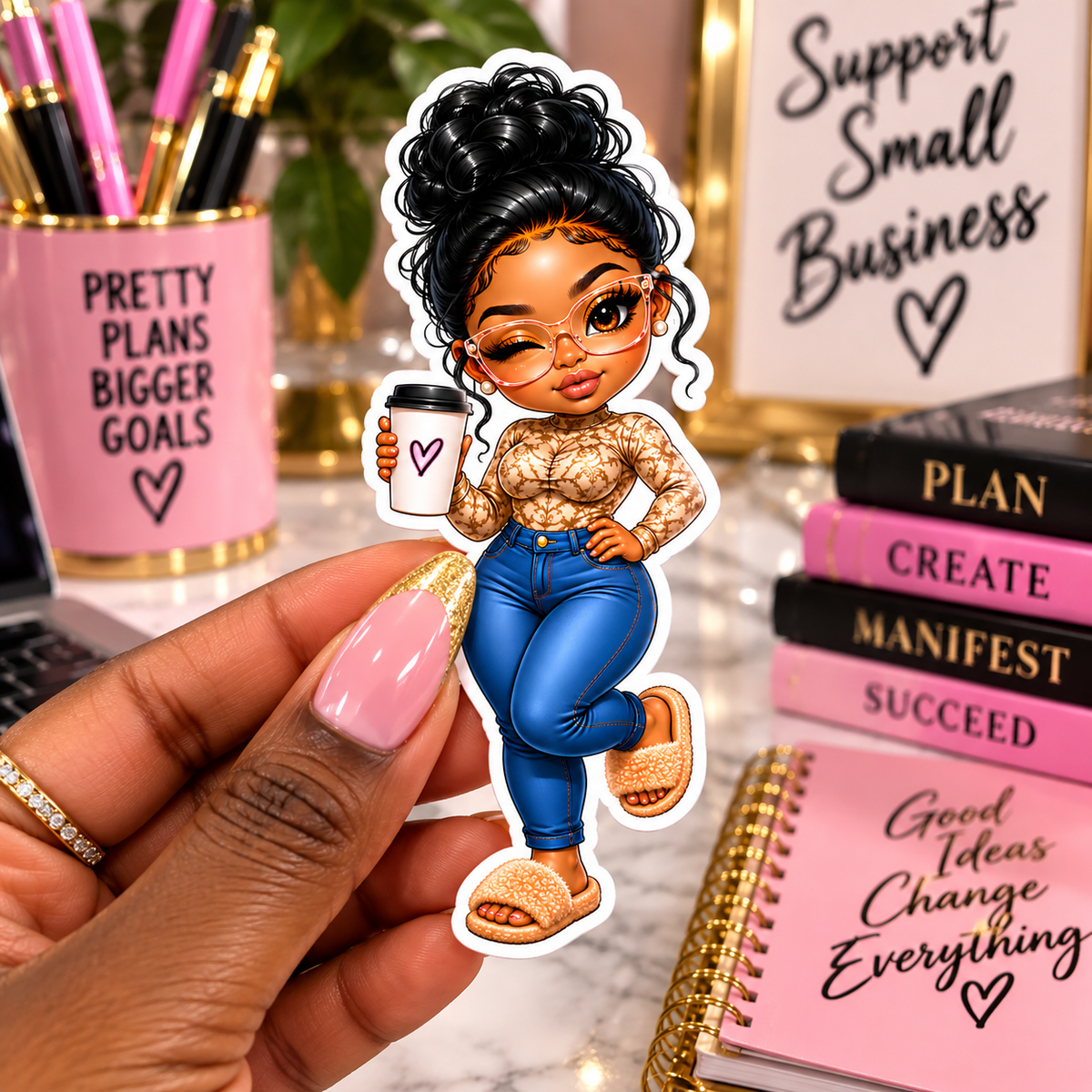 Cozy Girl Boss Black Girl Die-Cut Sticker