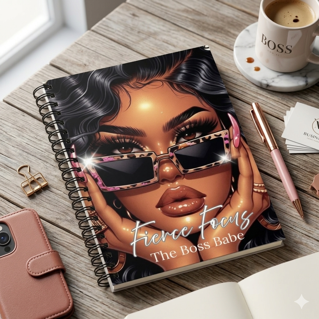 Golden Glow Luxe Spiral Notebook for Women | Glam Aesthetic Journal for Goals & Planning