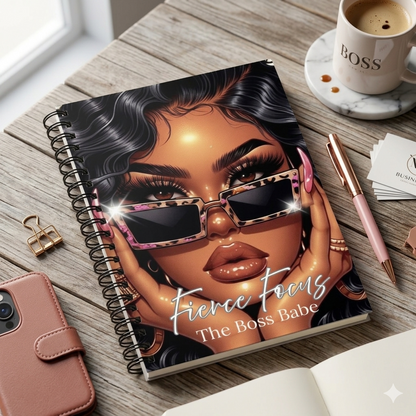 Golden Glow Luxe Spiral Notebook for Women | Glam Aesthetic Journal for Goals & Planning