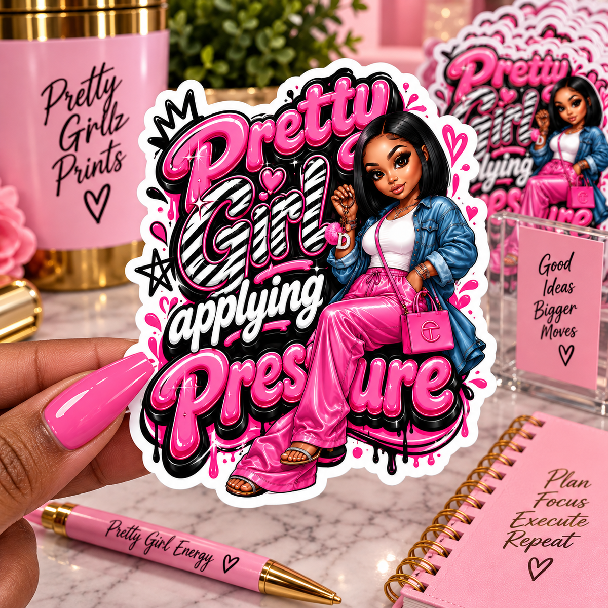 Pretty Girl Applying Pressure – Die Cut Sticker