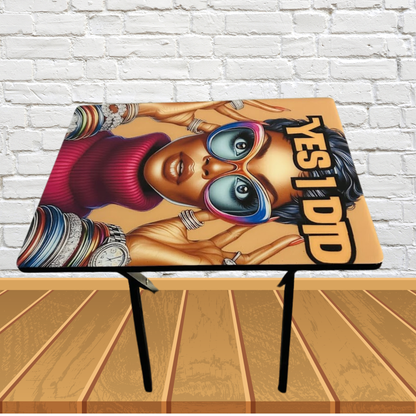 Black Girl Glam TV Tray: Epoxy Coated Serving Table