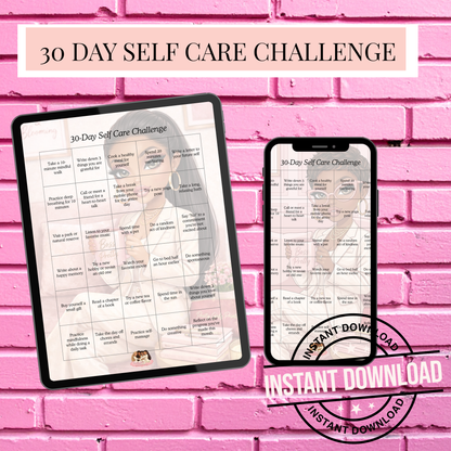 Hey Queen 30 Day Self-Care Challenge Digital Download | Pretty Girl Desk Stationery