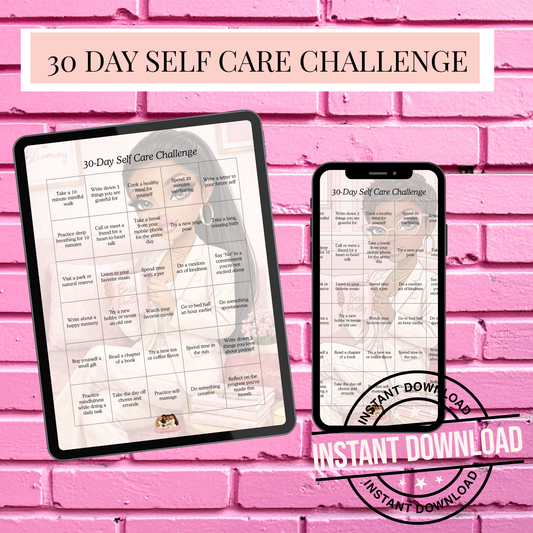 Hey Queen 30 Day Self-Care Challenge Digital Download | Pretty Girl Desk Stationery