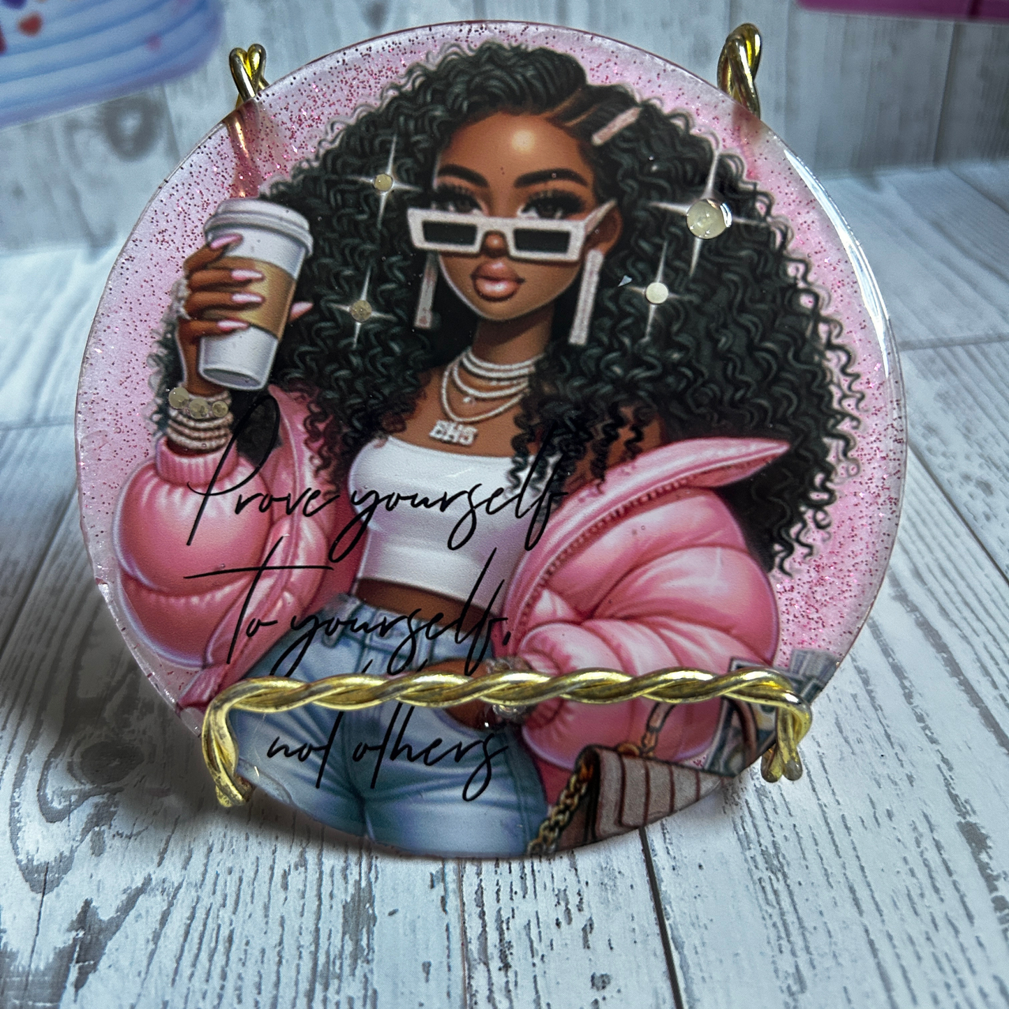Prove Yourself to Yourself Resin Gloss Round Magnet | Black Girl Affirmation Gift