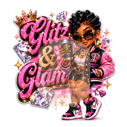Glitz & Glam PNG Graphic Design | Fashion Girl Sublimation Design | Digital Download | Pretty Girlz Prints