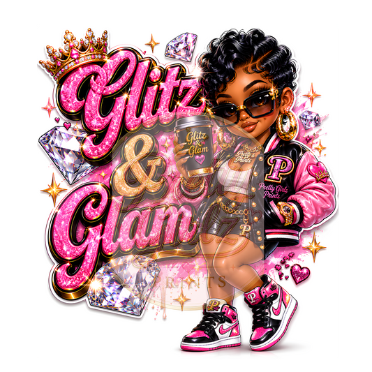 Glitz & Glam PNG Graphic Design | Fashion Girl Sublimation Design | Digital Download | Pretty Girlz Prints