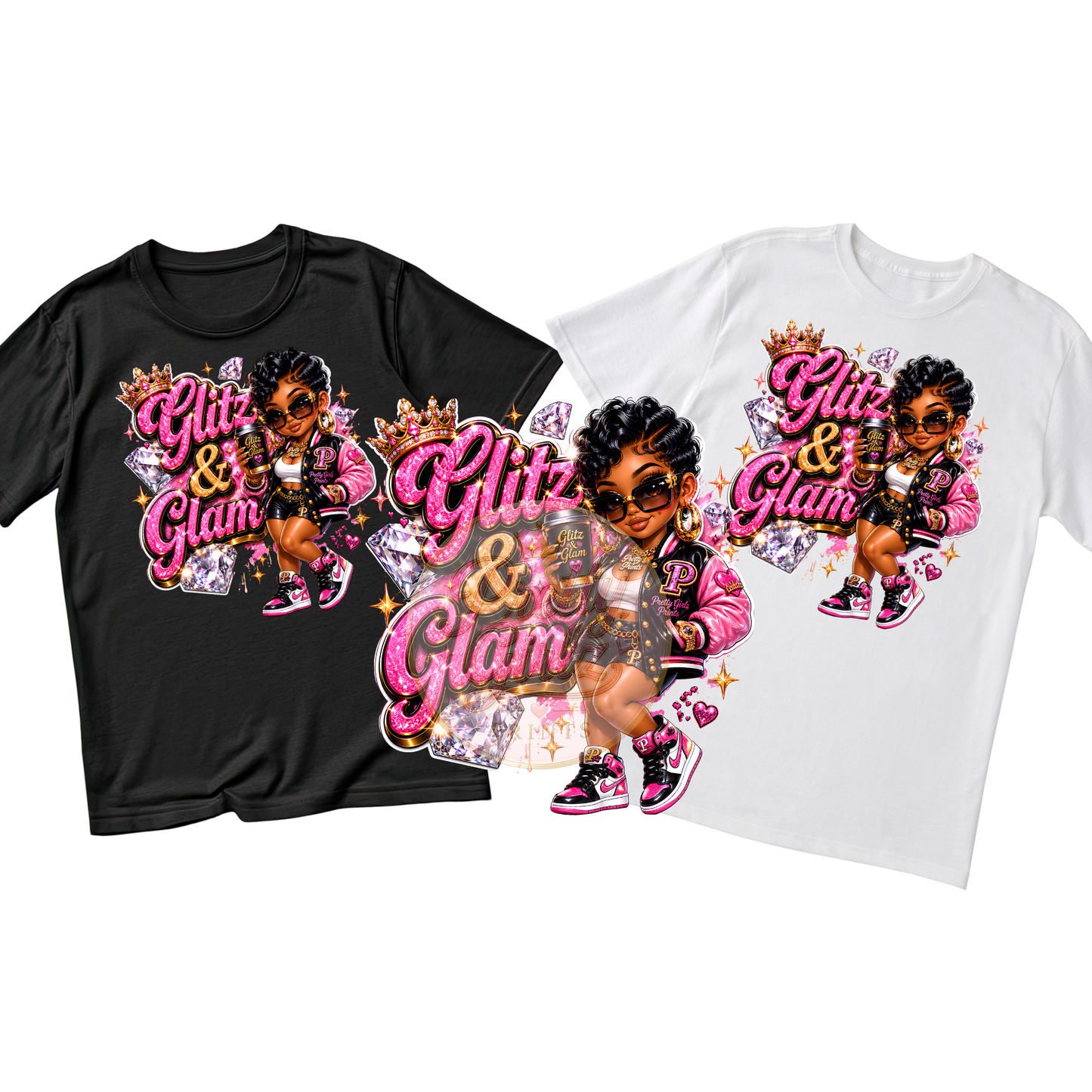Glitz & Glam PNG Graphic Design | Fashion Girl Sublimation Design | Digital Download | Pretty Girlz Prints