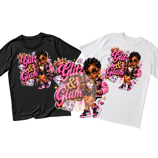 Glitz & Glam PNG Graphic Design | Fashion Girl Sublimation Design | Digital Download | Pretty Girlz Prints