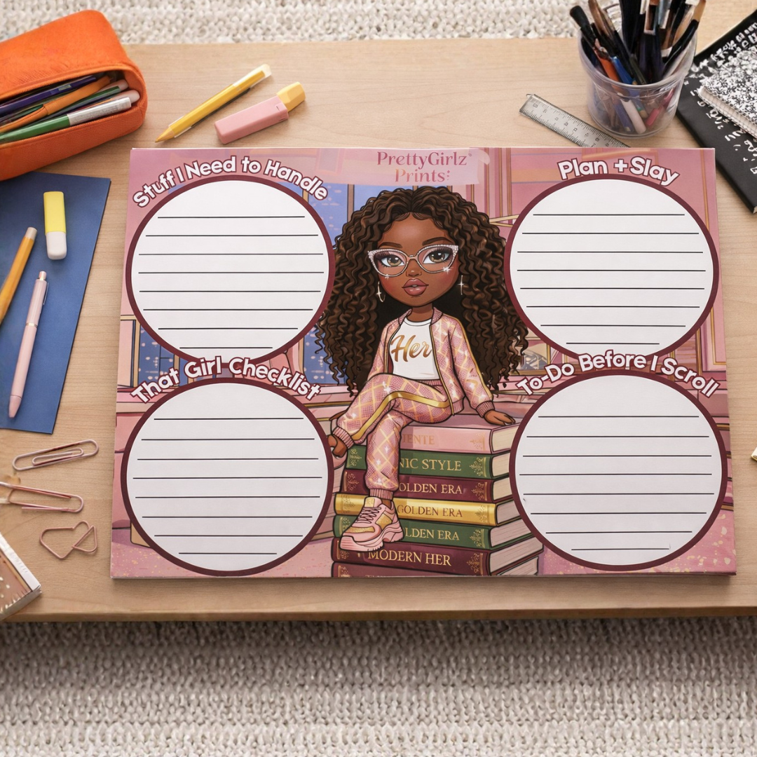 Pink & Brown Girl Boss Desk Pad for Daily Planning