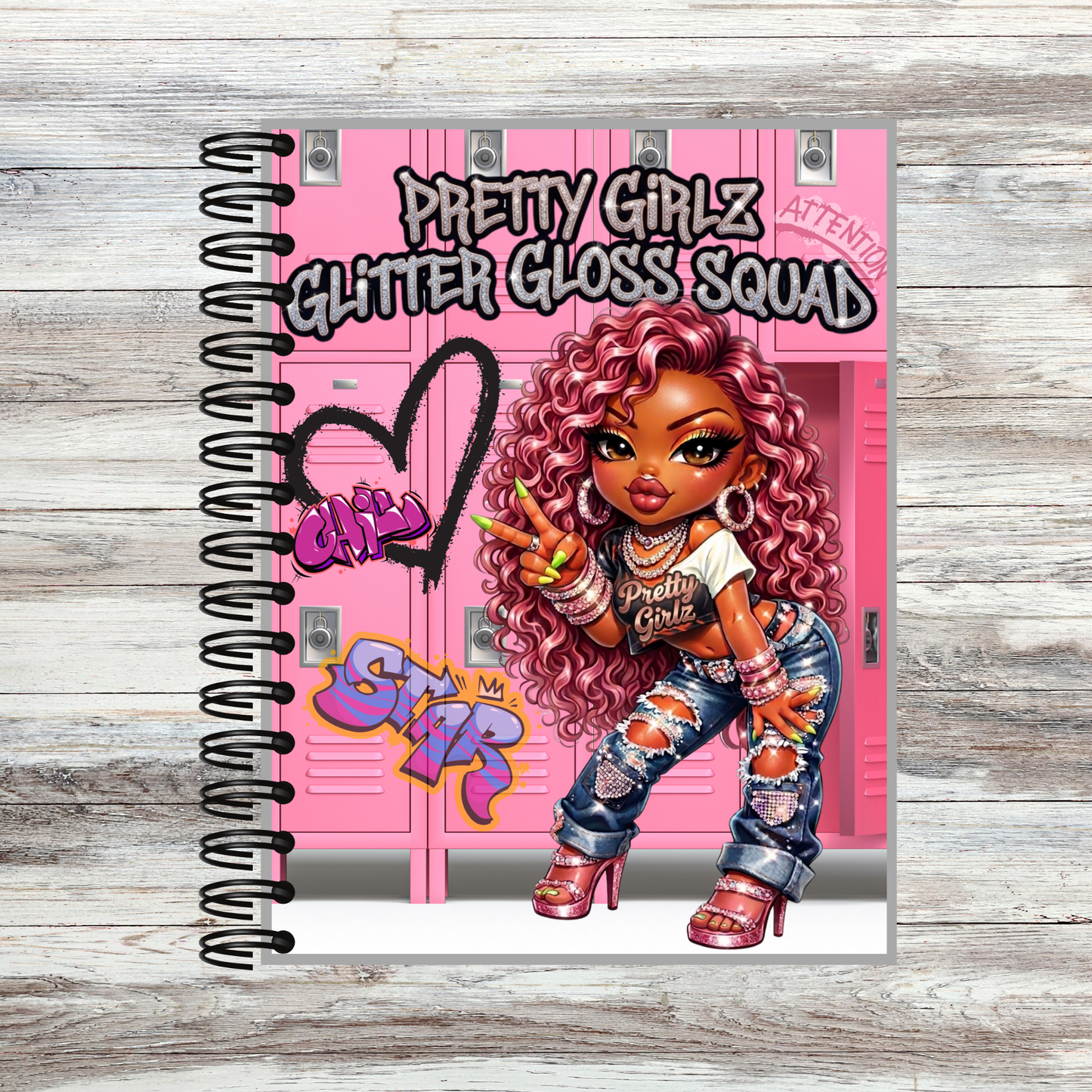 Pretty Girlz Glitter Gloss Squad Notebook | Cute Pink Y2K | Teen Glam School Notebook