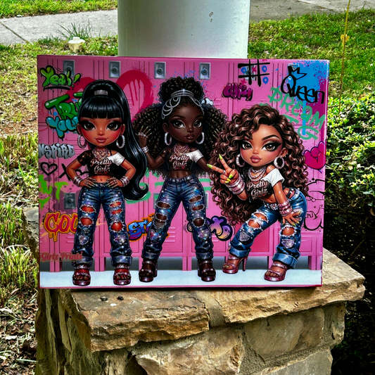Pretty Girlz “Glow Squad” Epoxy Wall Art | Luxe High-Gloss Statement Decor | Glam Room & Beauty Studio Wall Piece