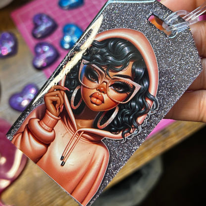 Resin Glam Luggage Tag – Glitter Travel Tag for Suitcases, Backpacks & Carry-Ons