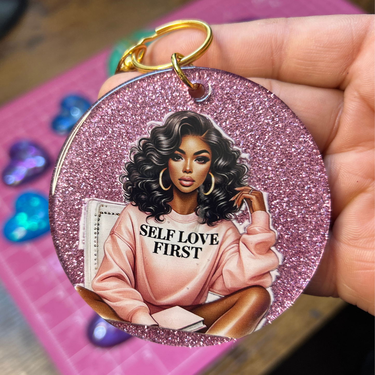 Self Love First Resin Keychain