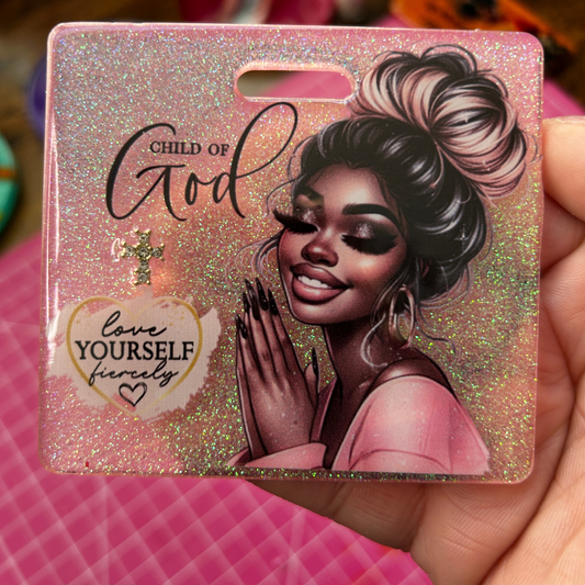 Child of God Glitter Resin Retractable Badge Reel