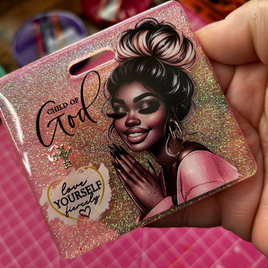 Child of God Glitter Resin Retractable Badge Reel