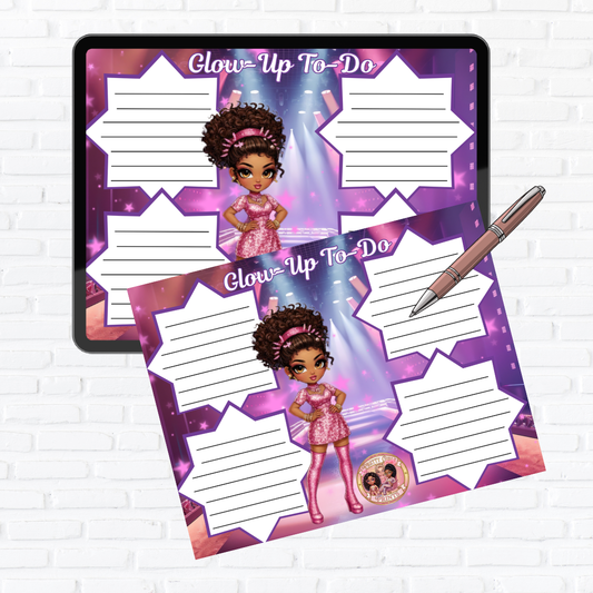 Glow Up Desk Pad | Pretty Girl Self-Care Planner Notepad