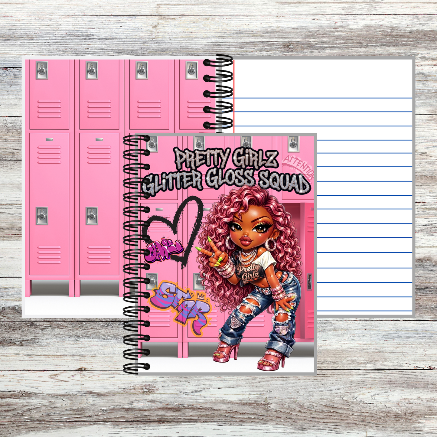 Pretty Girlz Glitter Gloss Squad Notebook | Cute Pink Y2K | Teen Glam School Notebook