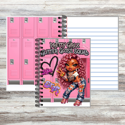 Pretty Girlz Glitter Gloss Squad Notebook | Cute Pink Y2K | Teen Glam School Notebook
