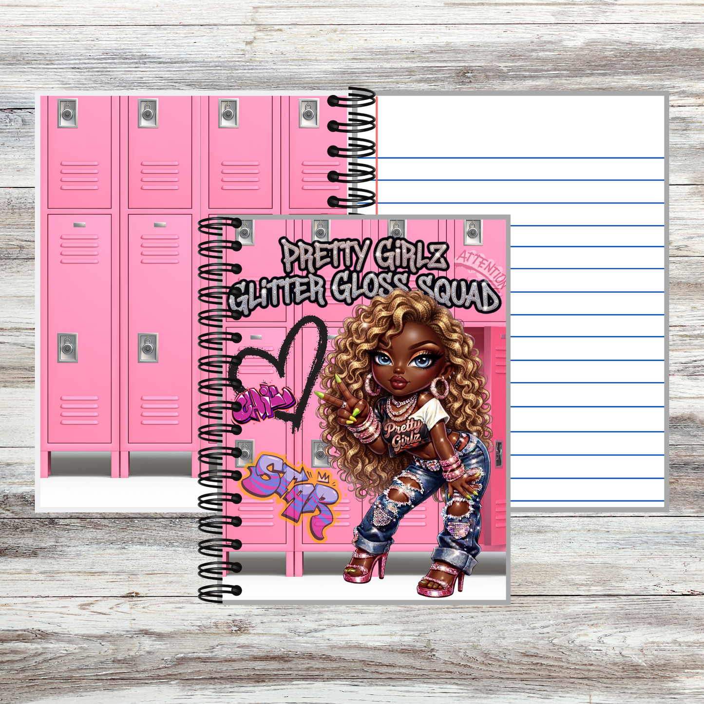 Pretty Girlz Glitter Gloss Squad Notebook | Cute Pink Y2K | Teen Glam School Notebook