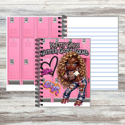 Pretty Girlz Glitter Gloss Squad Notebook | Cute Pink Y2K | Teen Glam School Notebook