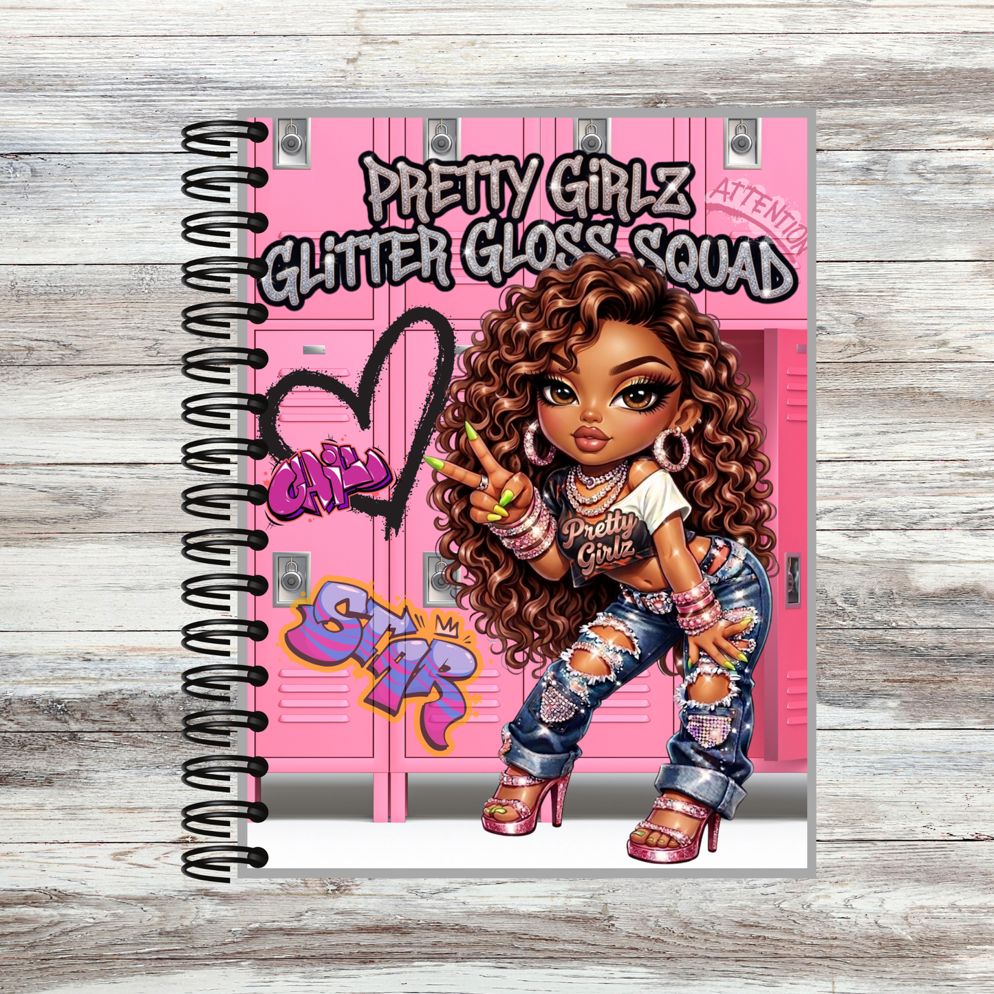 Pretty Girlz Glitter Gloss Squad Notebook | Cute Pink Y2K | Teen Glam School Notebook