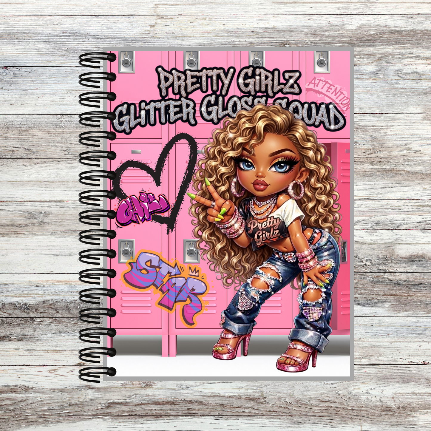 Pretty Girlz Glitter Gloss Squad Notebook | Cute Pink Y2K | Teen Glam School Notebook