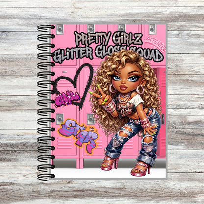 Pretty Girlz Glitter Gloss Squad Notebook | Cute Pink Y2K | Teen Glam School Notebook